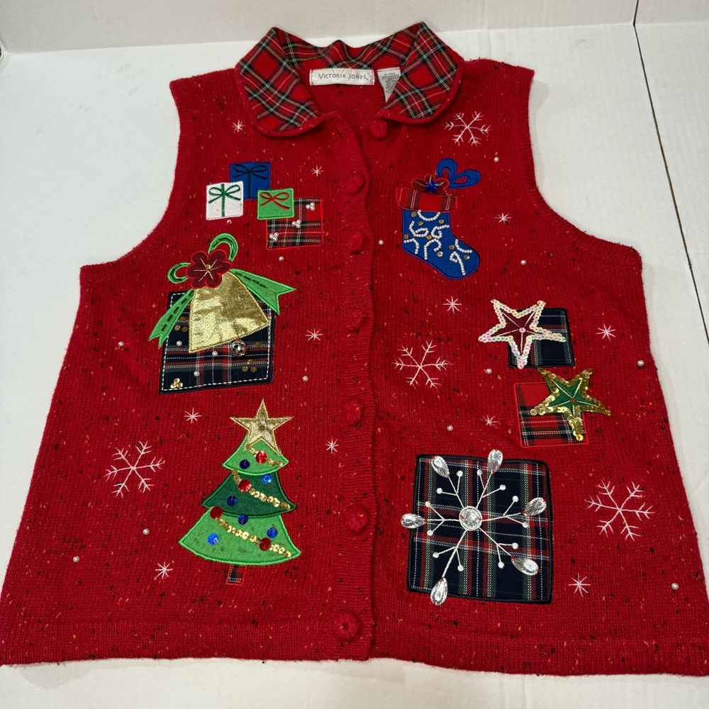 Victoria Jones Red Holiday Sweater Vest